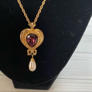 Avon gold tone and Purple Heart necklace